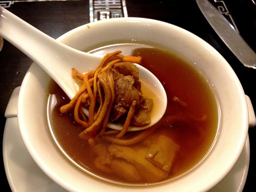 Cordyceps as an ingredient in Chinese duck soup